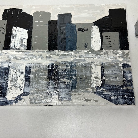 NWT Original Artwork Acrylic on Canvas 10 x 20” City On the lake - Picture 12 of 16